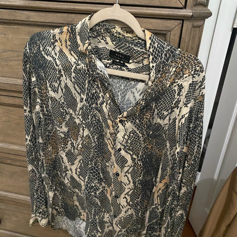 Zara brown snake skin shirt